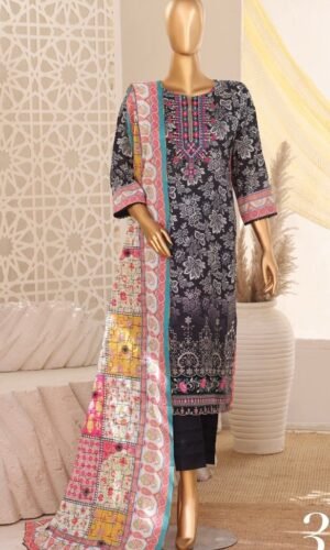 Black Embroidered Printed Salwar Kameez - 05