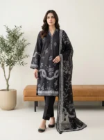 Casual Chic Black & White Lawn Suit Set - LK001