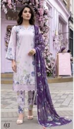 Purple Color Pakistani Lawn Suit - 03
