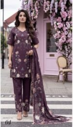 Dark Purple Color Pakistani Lawn Suit - 04