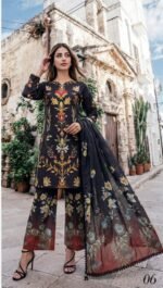 Black Color Pakistani Lawn Suits - 06