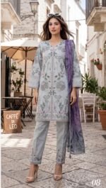Light Grey Color Pakistani Lawn Suits - 08