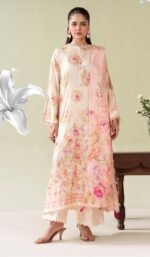3-Pieces Unstitched Orange Salwar and Shirt with Dupatta - SS008