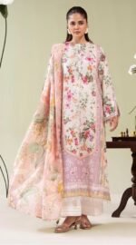 3-Pieces Unstitched Off-White Salwar Kameez with Dupatta - SS004