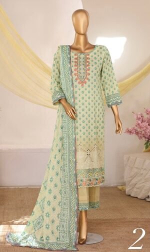 Pistachio Color Embroidered Printed Salwar Kameez - 03