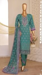 Green Embroidered Printed Salwar Suit - 01