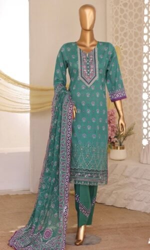 Green Embroidered Printed Salwar Suit - 01