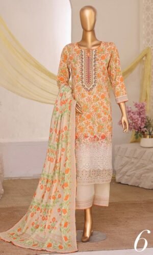 Orange Embroidered Printed Salwar Kameez - 04