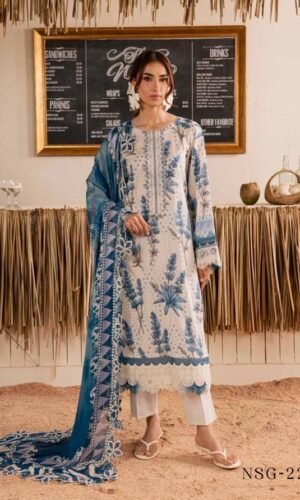 Nureh Embroidered Printed Lawn - 006