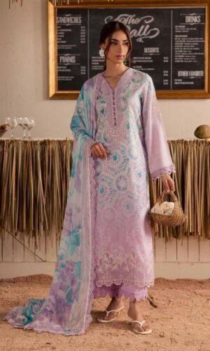 Nureh Pink Color Embroidered Printed Lawn - 008
