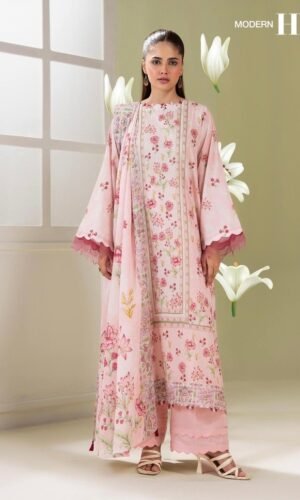 3-Pieces Unstitched Pink Salwar Kameez with Dupatta - SS003