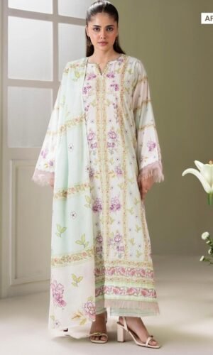 3-Pieces Unstitched Off-White Lawn Suit - SS001